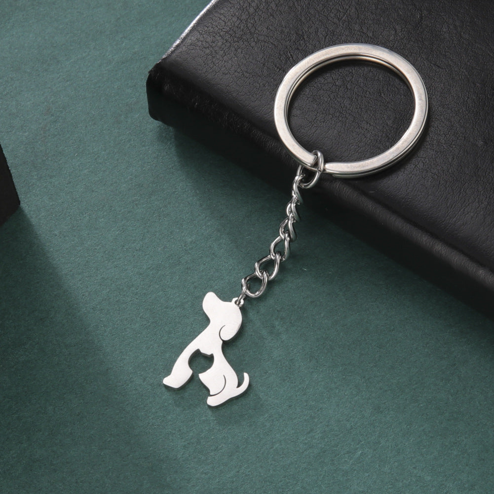 Titanio de titanio al por mayor Hollow Dog Cat Keychain